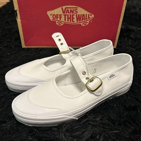 VANS Mary Jane white gold buckle shoes sneakers women’s 9 new - Picture 6 of 7